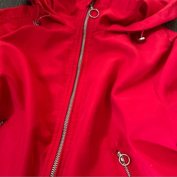 Streetwear Society Cropped Utility Rain Jacket Y2K Cherry Red Size S​​​​​​​​​​​ - Picture 7 of 10